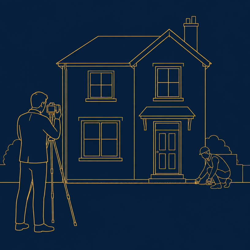 Illustration : façade de maison photographiée et mesurée avant travaux
